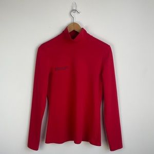 Pangaia Women XL Red Mock Neck Long Sleeve Shirt